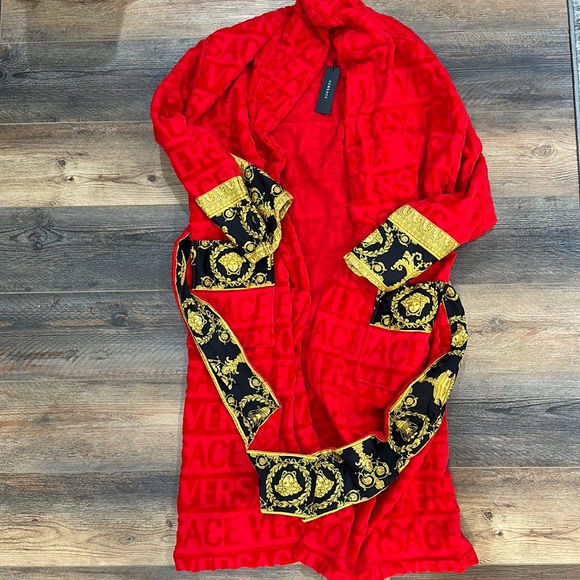 Versace Bath Red Versace Robe Brand New Tags Box Receipt Poshmark